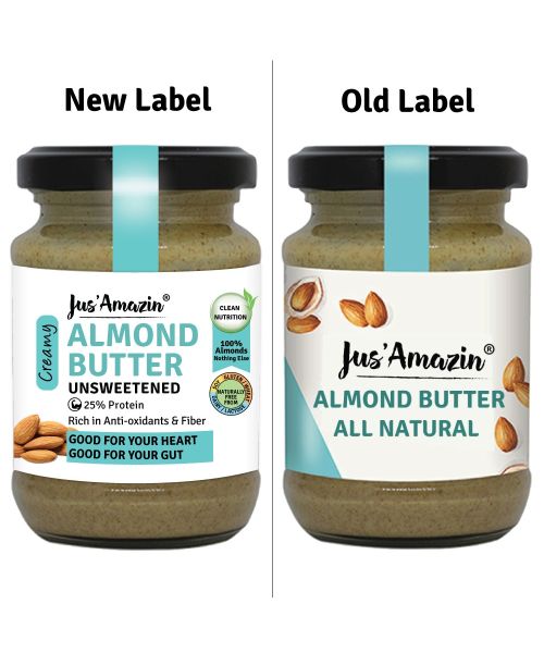 Jus Amazin: Creamy Almond Butter - Unsweetened - 125 gm