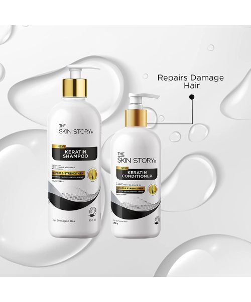The Skin Story: Duo Value Pack (Sulfate Free Keratin Shampoo - 450ml + Keratin Conditioner - 250gm)