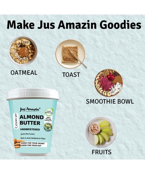 Jus Amazin: CRUNCHY Almond Butter - Unsweetened - 1 kg