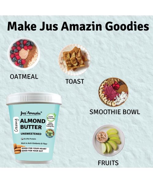 Jus Amazin: Creamy Almond Butter - Unsweetened - 1 kg
