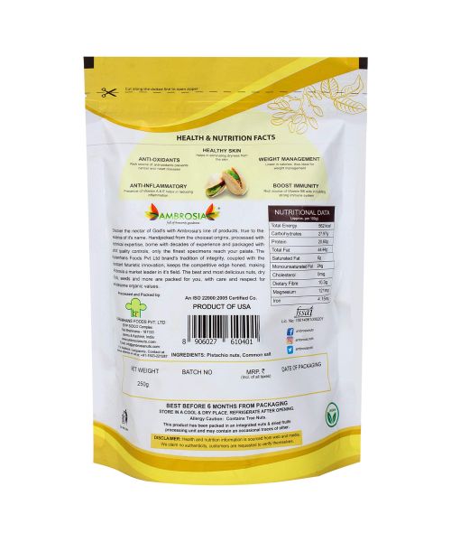 Ambrosia: California Roasted & Salted Pistachios - 250 g