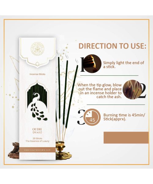 Luxuriate: Divine Fragrance Oudh Incense Agarbatti Sticks - 20 Incense Sticks