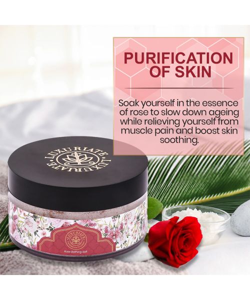 Luxuriate: 100% Natural and Mineral Rich Rose Scented Bath and Foot Spa Bathing Salt - 150gm