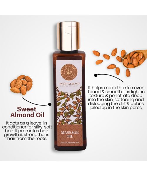 Luxuriate: Sweet Almond Natural and Herbal Massage Oil for Hair and Skin - 100 ml