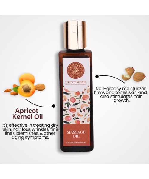 Luxuriate: All Natural Apricot Kernel Oil for all Skin Types- Anti-aging- Hair Growth- Face & Body - 100ml