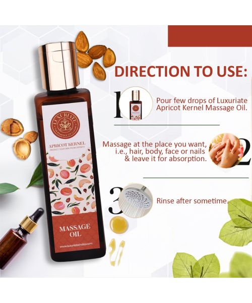Luxuriate: All Natural Apricot Kernel Oil for all Skin Types- Anti-aging- Hair Growth- Face & Body - 100ml
