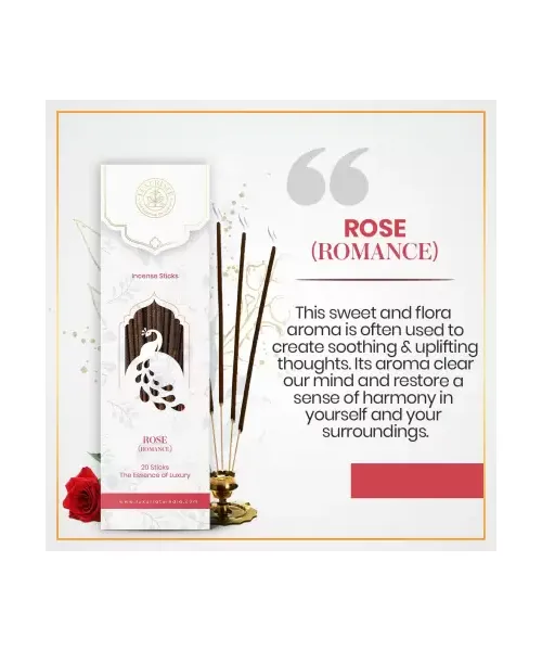 Luxuriate: Rose Ayurvedic,Organic,Natural and Non-Toxic Incense Sticks - Contains 20 Incense Sticks