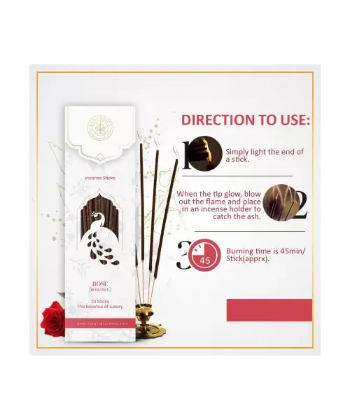 Luxuriate: Rose Ayurvedic,Organic,Natural and Non-Toxic Incense Sticks - Contains 20 Incense Sticks