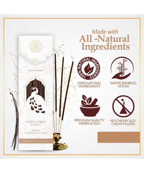 Luxuriate: Vanilla Fragrance Natural and Non-Toxic Incense Sticks - Contains 20 Incense Sticks