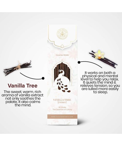 Luxuriate: Vanilla Fragrance Natural and Non-Toxic Incense Sticks - Contains 20 Incense Sticks