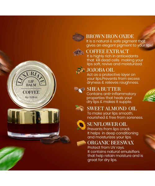Luxuriate: Coffee Lip Balm For Unisex - 8gm