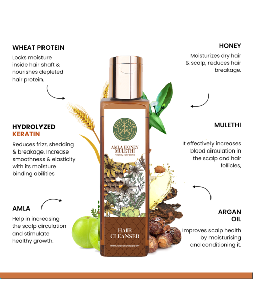 Luxuriate: Amla Honey Hair Cleanser Shampoo for Hair Fall Control Scalp Hair for Men and Women - 200ml