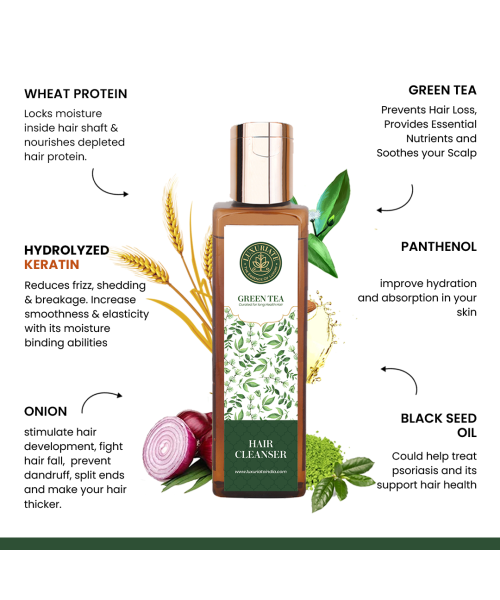 Luxuriate: Green Tea Daily Hair Repair Luxury Shampoo for Hair Cleansing for Men and Women - 200ml