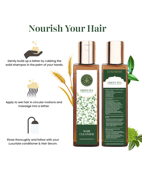 Luxuriate: Green Tea Daily Hair Repair Luxury Shampoo for Hair Cleansing for Men and Women - 200ml