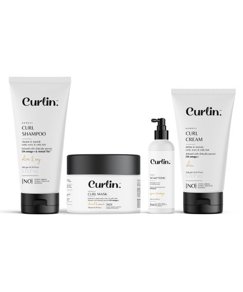 Curlin: Curlin Shampoo + Deep Conditioning Mask + Curl cream + Scalp tonic - Curl Expert Kit