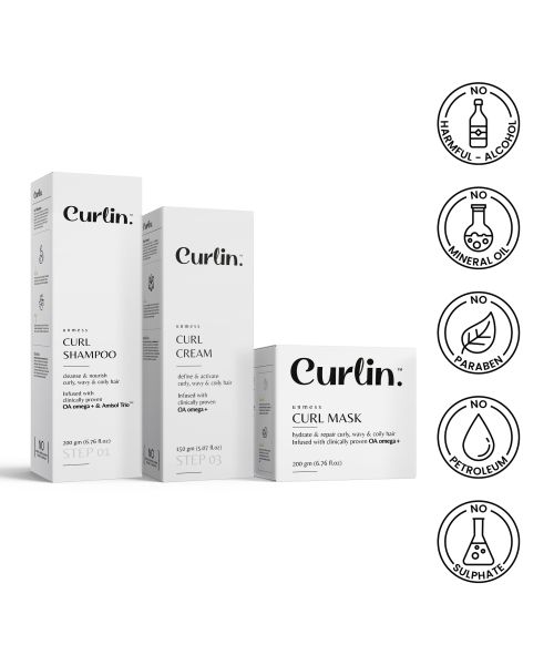 Curlin: Curlin Shampoo + Deep Conditioning Mask + Curl cream - Hydration Boost Trio