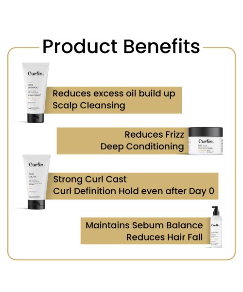 Curlin: Curlin Shampoo + Deep Conditioning Mask + Curl cream + Scalp tonic - Curl Expert Kit