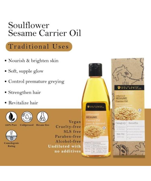 Soulflower: Coldpressed Sesame Carrier Oil - 225 ml