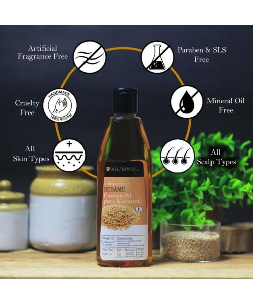 Soulflower: Coldpressed Sesame Carrier Oil - 225 ml