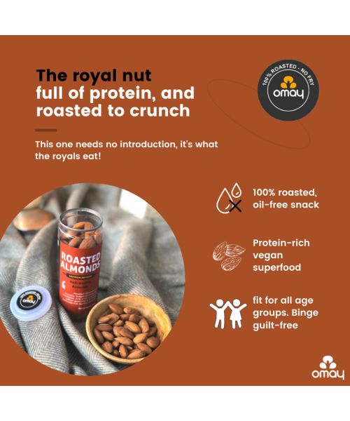 Omay Foods: Classic Salted Roasted Almonds - Pack of 2 (170gm each)