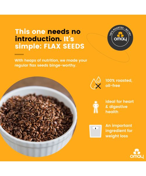 Omay Foods: Roasted Flaxseeds - Pack of 4 (160gm each)