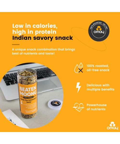 Omay Foods: Spicy Masala Beaten Moong - Pack of 2 (400gm each)