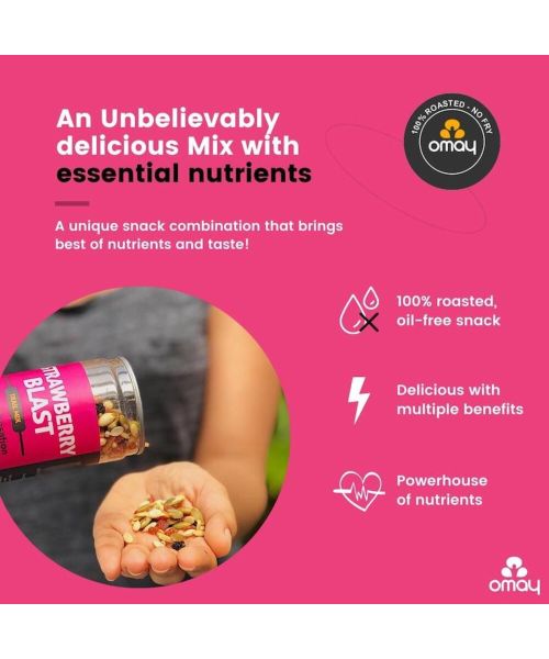 Omay Foods: Strawberry Blast Trail Mix - Pack of 2 (160gm each)
