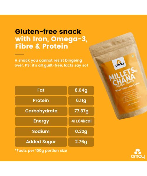 Omay Foods: Millets & Jaggery Coated Chana Mix - Pack of 2 (200gm each)