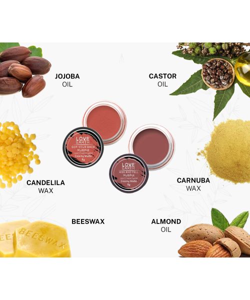 Love Earth: Lip Tint & Cheek Tint Multipot Combo (Coral & Mauvish Pink) with Richness of Jojoba Oil and Vitamin E for Lips, Eyelids and Cheeks