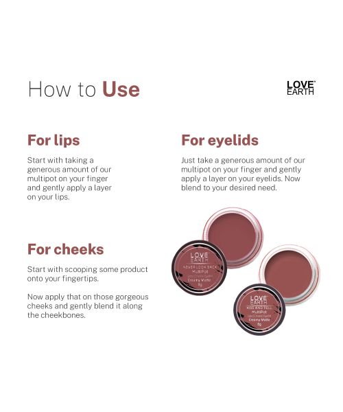 Love Earth: Lip Tint & Cheek Tint Multipot Combo (Mauvish Pink & Ruby Pink) with Richness of Jojoba Oil and Vitamin E for Lips, Eyelids and Cheeks