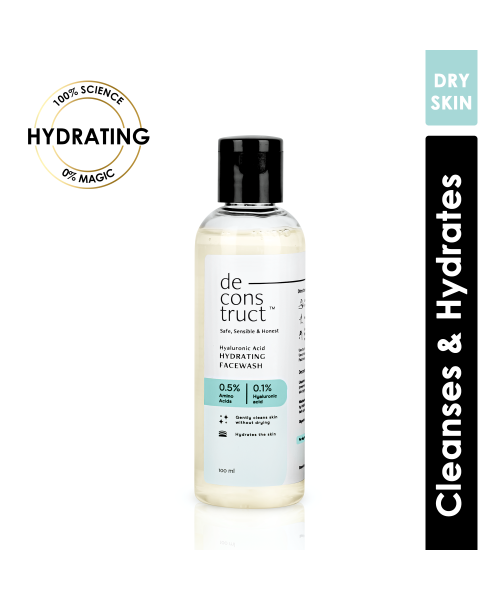 Deconstruct Skincare: Hyaluronic Acid Hydrating Facewash- 0.5% Amino Acids + 0.1% Hyaluronic Acid - 100ml