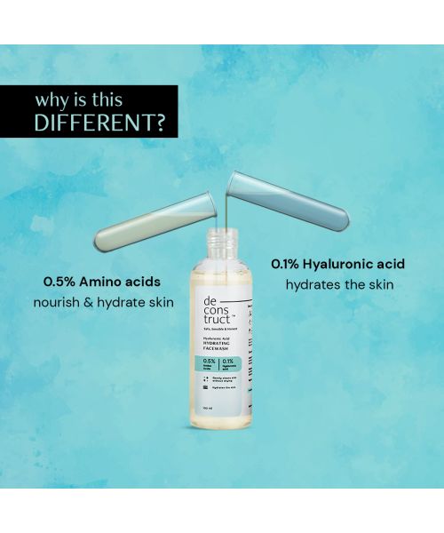 Deconstruct Skincare: Hyaluronic Acid Hydrating Facewash- 0.5% Amino Acids + 0.1% Hyaluronic Acid - 100ml