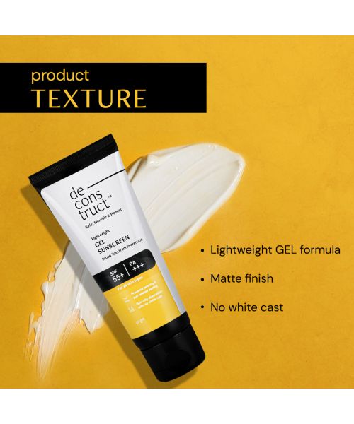 Deconstruct Skincare: Lightweight Gel Sunscreen-SPF 55+ | PA+++ (50 gm)