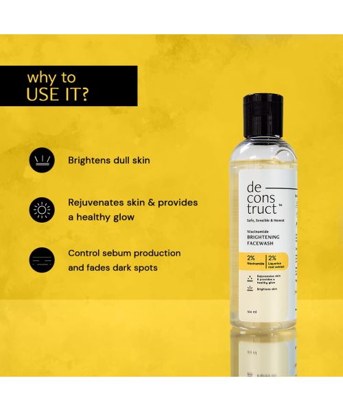 Deconstruct Skincare: Niacinamide Brightening Facewash- 2% Niacinamide + 2% Liquorice Root Extract - 100ml