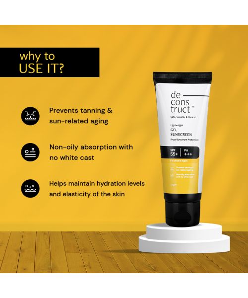 Deconstruct Skincare: Lightweight Gel Sunscreen-SPF 55+ | PA+++ (50 gm)