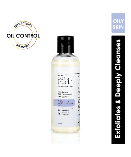 Deconstruct Skincare: Salicylic Acid Oil Control Facewash- 0.5% Salicylic Acid + 1% Niacinamide - 100ml