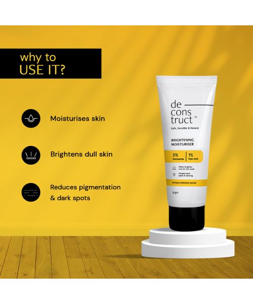 Deconstruct Skincare: Niacinamide Brightening Moisturizer- 5% Niacinamide + 1% Kojic Acid + 5% Vitamin C + Vitamin E - 50gm