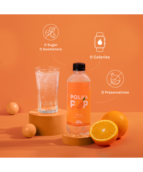 Polka Pop: Orange Sparkling Water - Pack of 12 (350ml Each)