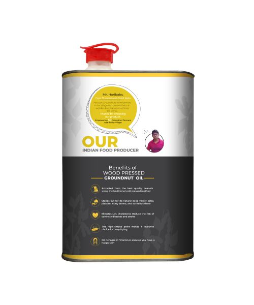 anveshan: Wood Cold Pressed Groudnut/Peanut Cooking Oil - 5L