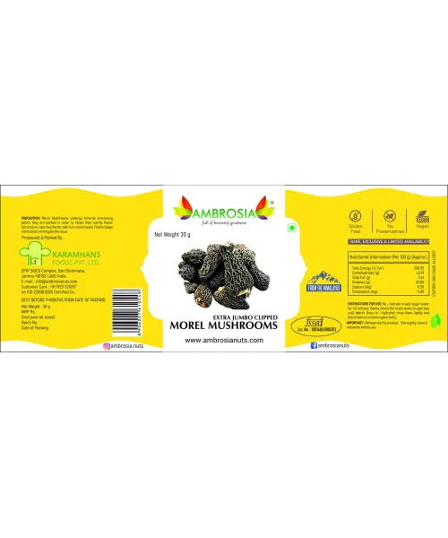 Ambrosia: Dried Morel Mushrooms Jumbos- 30g