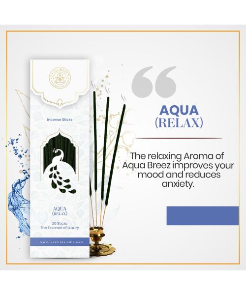 Luxuriate: Aqua Breeze Organic,Natural and Non-Toxic Incense Sticks- Contains 20 Incense Sticks