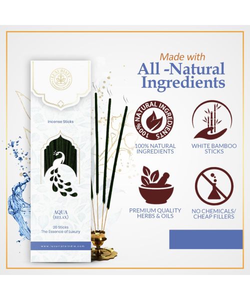 Luxuriate: Aqua Breeze Organic,Natural and Non-Toxic Incense Sticks- Contains 20 Incense Sticks