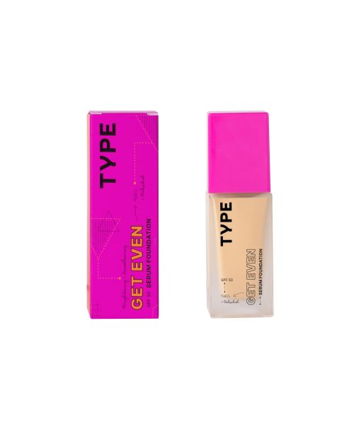 Type Beauty: Get Even, Serum Foundation, For Dark Spots & Dullness Spf 50, Pa++++ - Caramel - 30Ml
