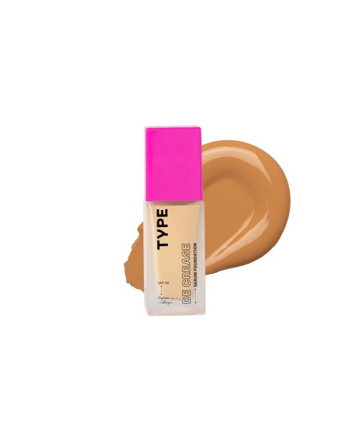 Type Beauty: De Crease Serum Foundation For Fine Lines & Wrinkles Spf 50, Pa ++++ - Almond - 30Ml