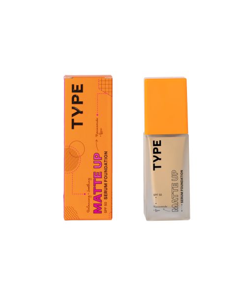 Type Beauty: Matte Up Serum Foundation For Oily & Acne Prone Skin Spf 50, Pa++++ - Biscotti - 30Ml
