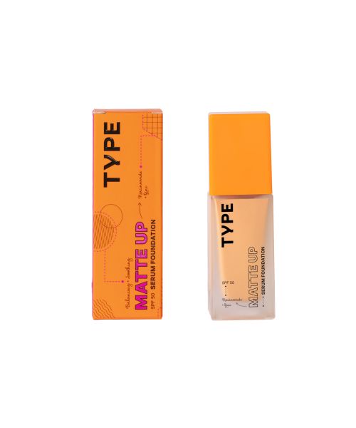 Type Beauty: Matte Up Serum Foundation For Oily & Acne Prone Skin Spf 50, Pa++++ - Caramel - 30Ml