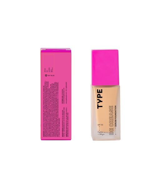 Type Beauty: De Crease Serum Foundation For Fine Lines & Wrinkles Spf 50, Pa ++++ - Chai - 30Ml