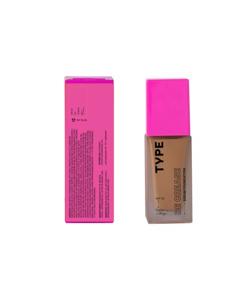 Type Beauty: De Crease Serum Foundation For Fine Lines & Wrinkles Spf 50, Pa ++++ - Cocoa - 30Ml