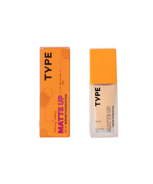 Type Beauty: Matte Up Serum Foundation For Oily & Acne Prone Skin Spf 50, Pa++++ - Demerara - 30Ml