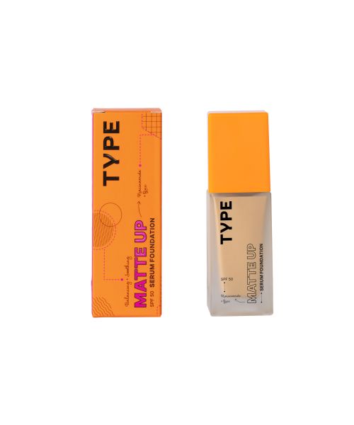 Type Beauty: Matte Up Serum Foundation For Oily & Acne Prone Skin Spf 50, Pa++++ - Nutmeg - 30Ml